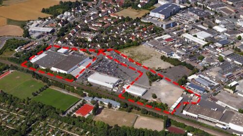 Luftbild des Geltungsbereichs des Bebauungsplans bzw. des Änderungsbereichs der FNP-Änderung © Hajo Dietz
