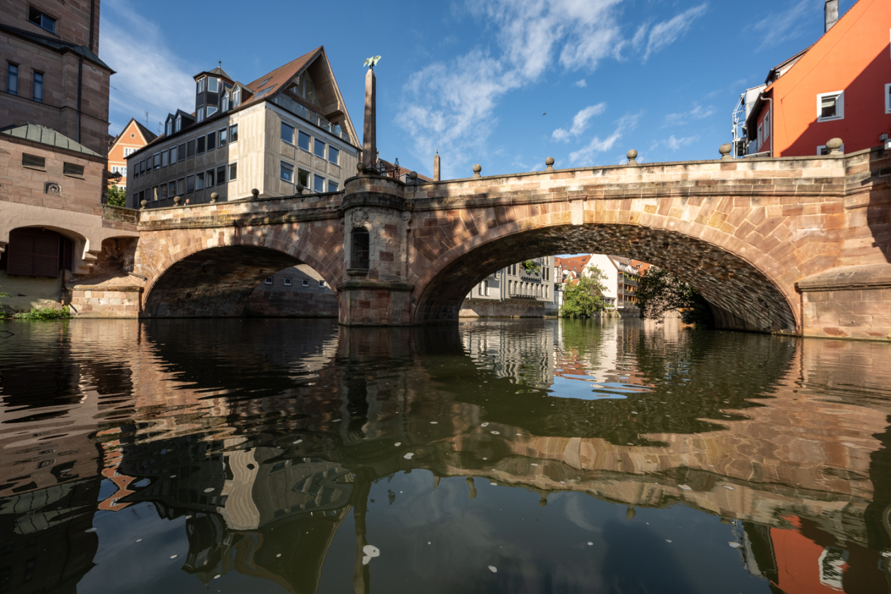 Foto: Doppelbogen der Karlsbrücke über die Pegnitz., Bild © Christine Dierenbach / Stadt Nürnberg