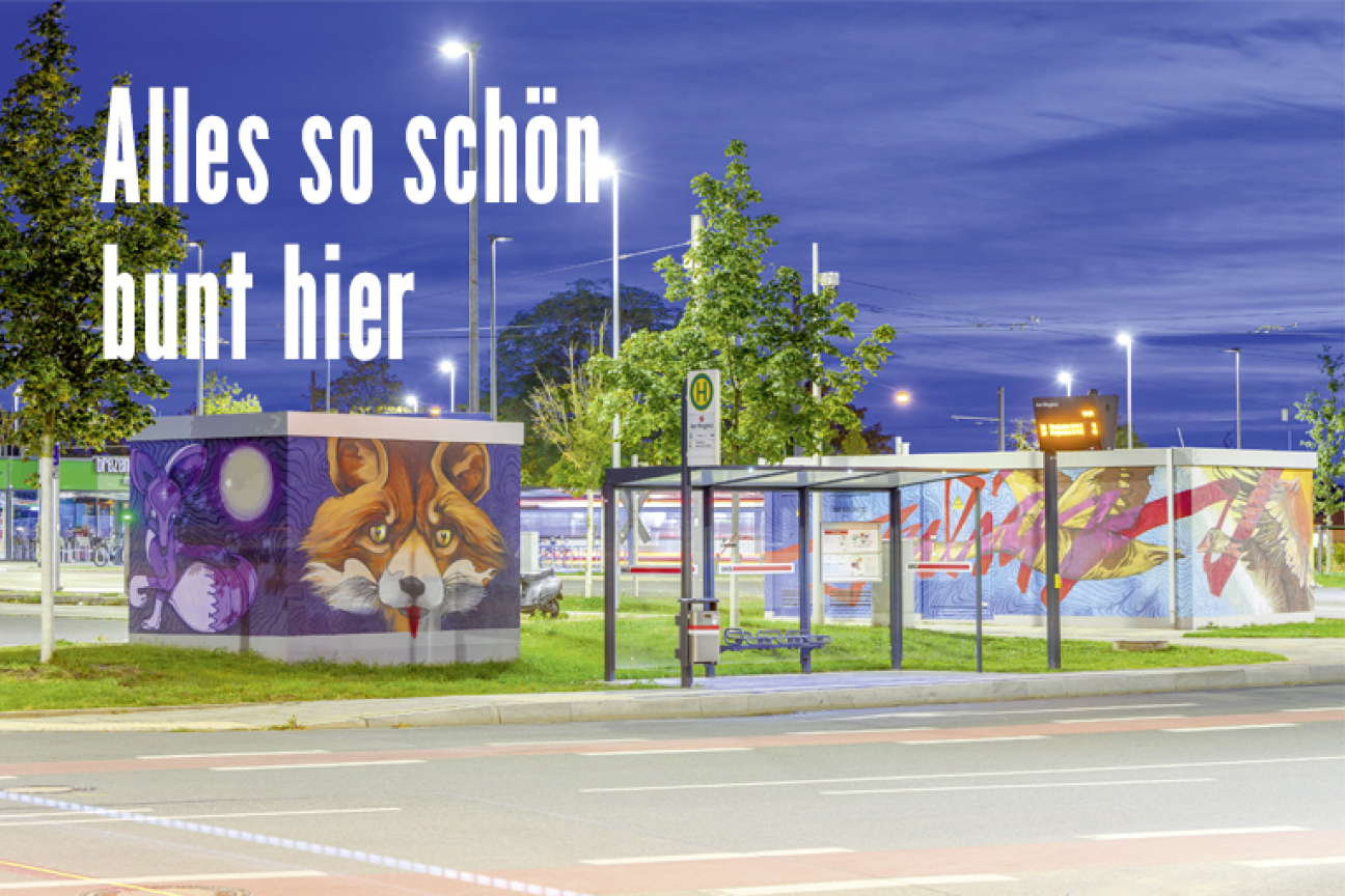 Nürnberg Heute Ausgabe 114: Streetart an der Straßenbahnhaltestelle Wegfeld, Bild © Timm Schamberger / Stadt Nürnberg