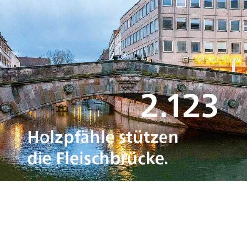 Pegnitz Blick auf die Fleischbrücke "Nürnberg Heute" Ausgabe 113 © Stadtgrafik / Stadt Nürnberg