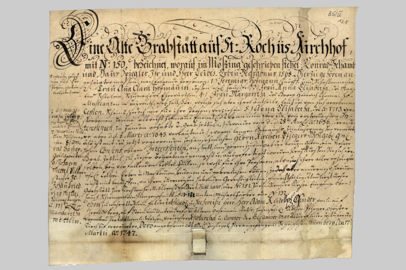 Historischer Grabzettel., Bild © Stadtarchiv