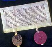 Urkunde mit Schultheißensiegel und Stadtsiegel, 1339