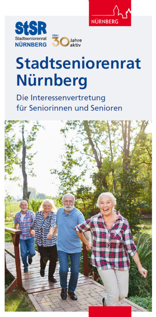 © Adobe Stock / Stadtseniorenrat Nürnberg Titelblatt des Faltblatts "Stadtseniorenrat Nürnberg - Die Interessenvertretung für Seniorinnen und Senioren" © Adobe Stock / Stadtseniorenrat Nürnberg