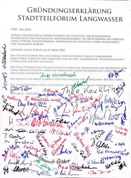 Stadtteilforum Langwasser Gruendungserklaerung © Stadt Nürnberg