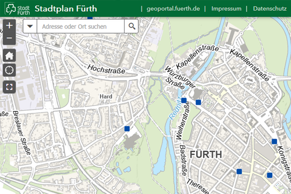 Kachel StA Karten: Digitaler Stadtplan Fürth