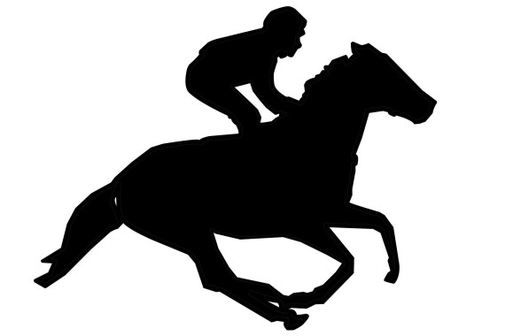 Stilisiertes Rennpferd mit Reiter