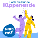 Zwei Figuren klatschen sich ab, darüber das Motto Hoch die Hände, Kippenende