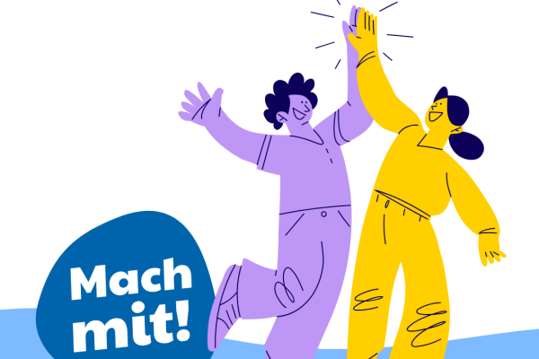 Zwei Figuren klatschen sich ab, darüber das Motto Hoch die Hände, Kippenende