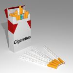 Zigarettenschachtel mit Strukturformeln der Inhaltsstoffe