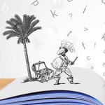 Bilderbuch mit Piraten und Schiff