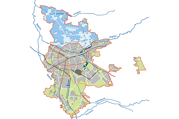Stadtplan Nürnberg mit Baustellen im Stadtgebiet Nord