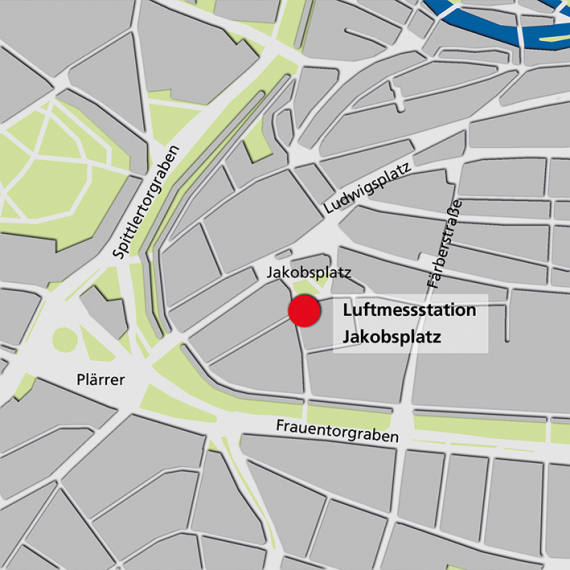 Lageplan Luftmessstation Jakobsplatz