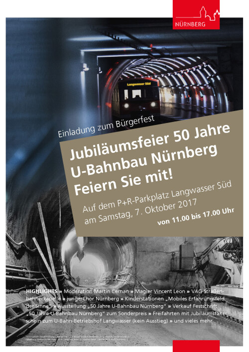 Plakat 50 Jahre U-Bahnbau Nürnberg © Stadtgrafik Nürnberg