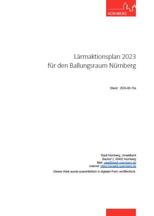 Titelseite Lärmaktionsplan 2023 © Stadt Nürnberg, Umweltamt