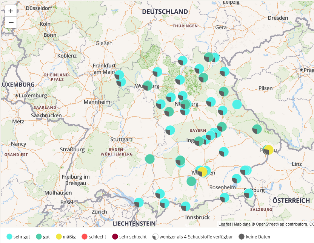 Bild © Grafik / Umweltbundesamt Karte Luftqualitätsindex Bayern 11/2023, Bild © Grafik / Umweltbundesamt