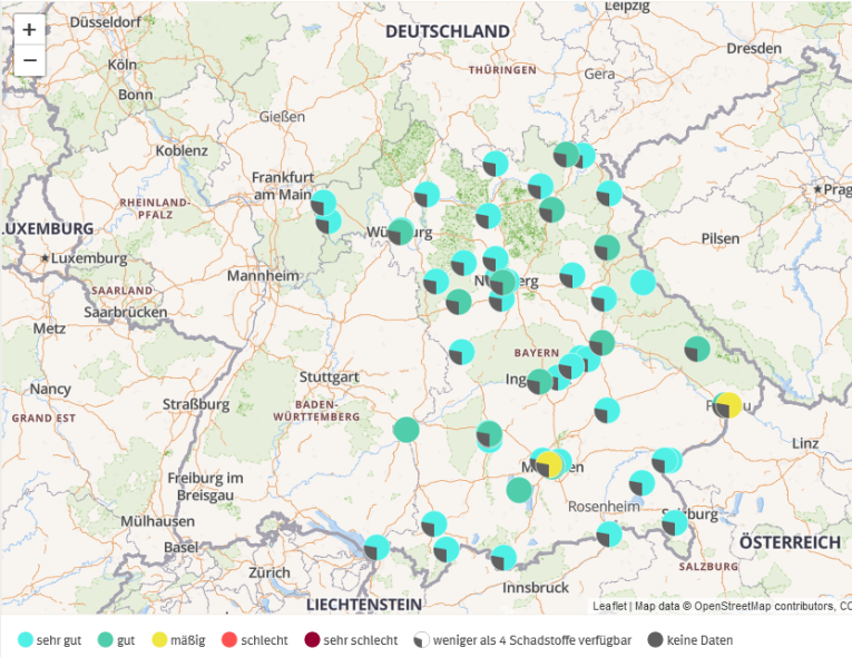 Karte Luftqualitätsindex Bayern 11/2023
