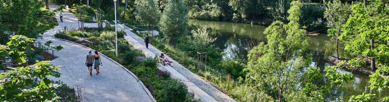 Blick auf Bäume im Kontumatzgarten