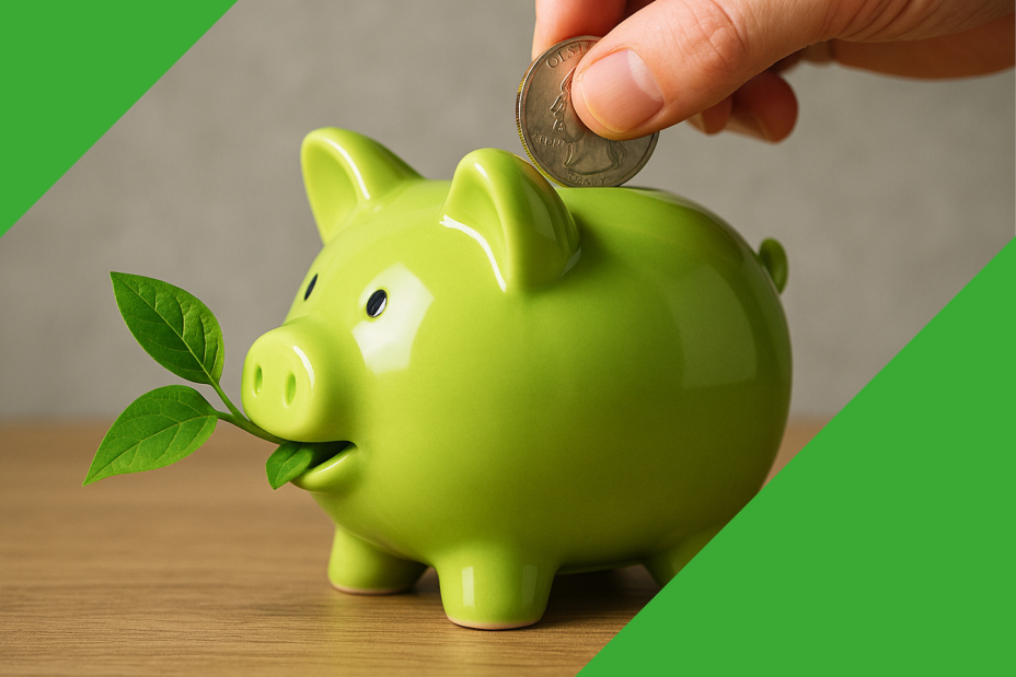 Ein grünes Sparschwein als Symbol für die Öko-Kleinprojekte Förderung