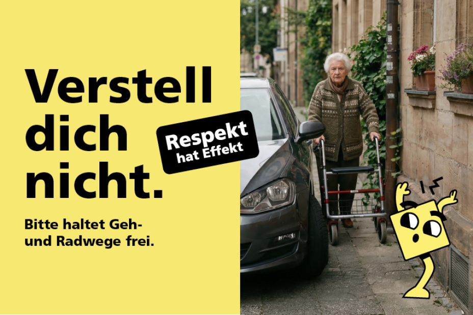 Rücksicht Kampagne Parken und Halten Rollator, Bild © Stadt Nürnberg