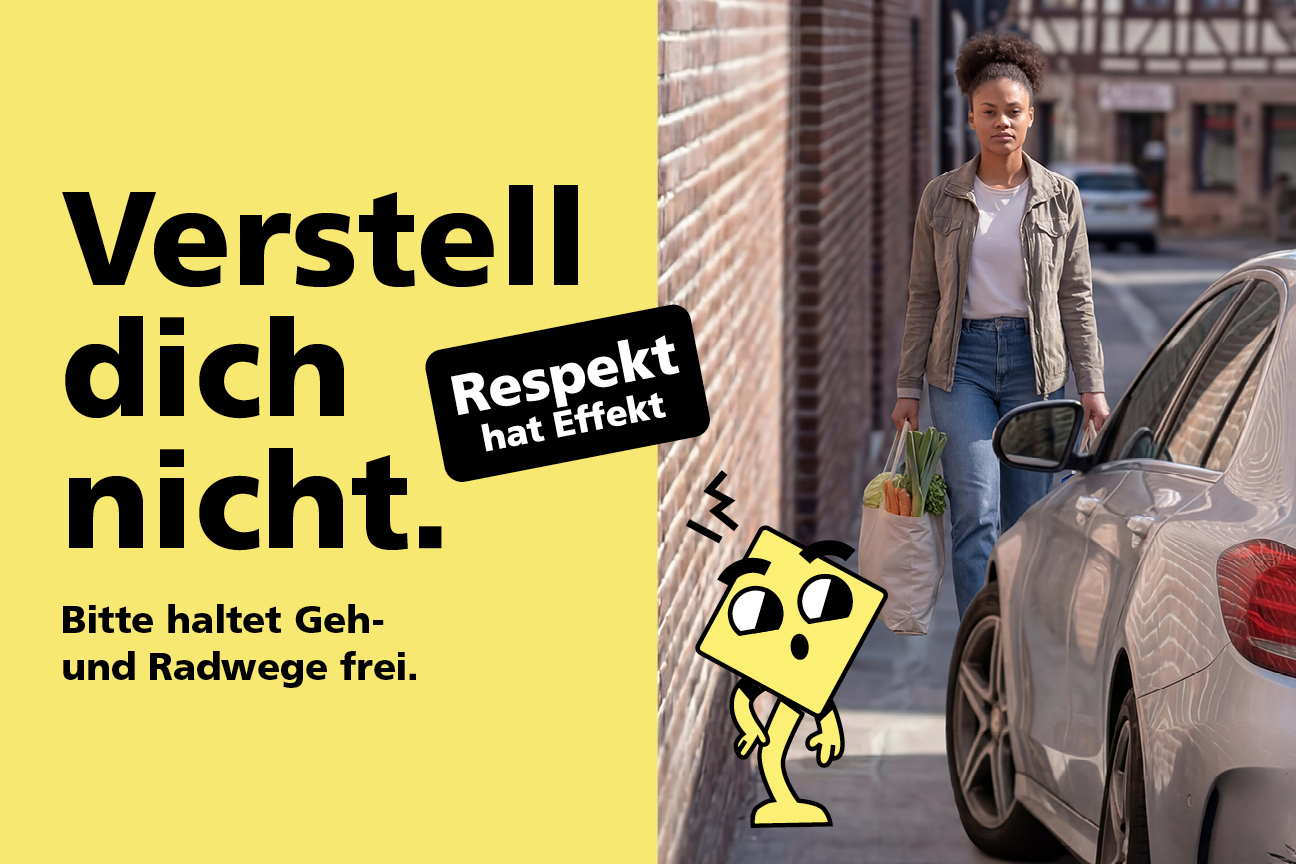 Rücksicht Kampagne Frau Einkauf Parken und Halten Groß, Bild © Stadt Nürnberg