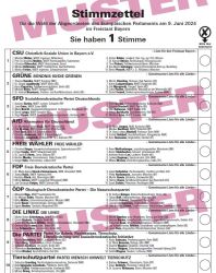 Europawahl 2024 - Ausschnitt Musterstimmzettel Bayern