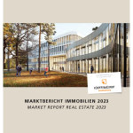 Sie sehen das Coverbild der Broschüre: Marktbericht Immobilien Nuernberg 2023.