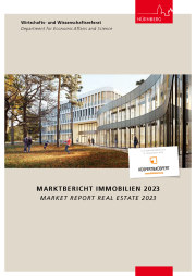Sie sehen das Coverbild der Broschüre: Marktbericht Immobilien Nuernberg 2023.