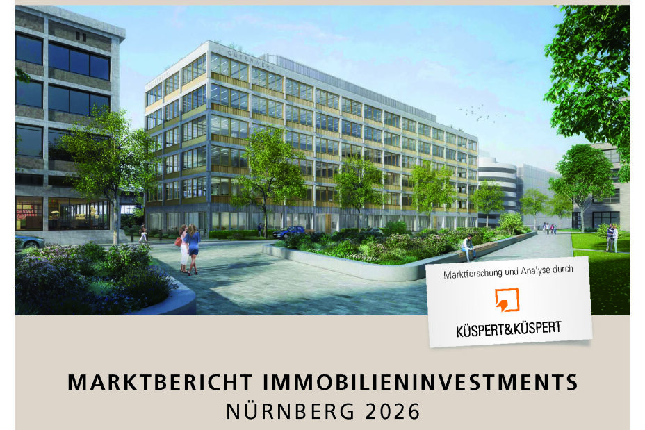Das Cover der Broschüre "Marktbericht Immobilieninvestments Nürnberg 2026". Die Broschüre ist bestellbar.