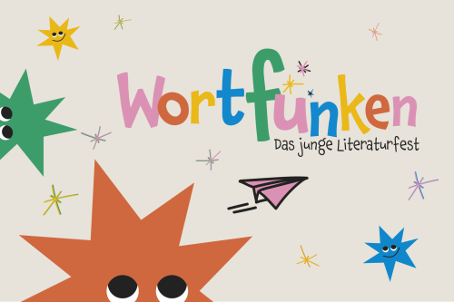 Wortfunken Illustration mit Sternen und Logo © Verena Rennschmied / Stadt Nürnberg