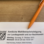 Wahlbenachrichtigung für die Landtagswahl und Bezirkswahl 2023