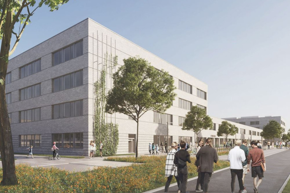 Entwurf der Fassade des neuen Schulzentrums Breslauer Straße., Bild © Hauck, Philip