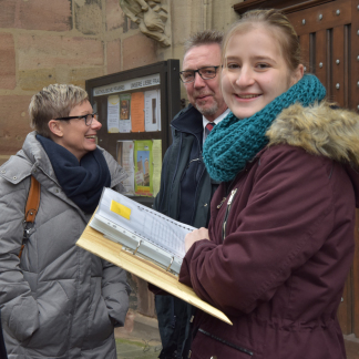 Das Christkind vor der Tonprobe.