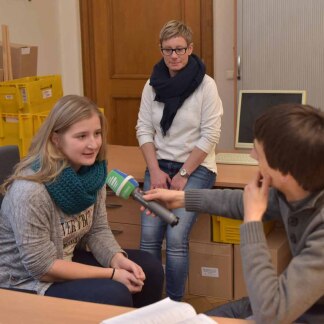 Das Christkind beim Interview.