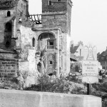 1948: Werbung für den Markt inmitten der Trümmer des Zweiten Weltkriegs.