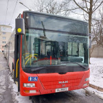 Ein der Nürnberger Omnibusse, die in der Partnerstadt Charkiw angekommen sind.