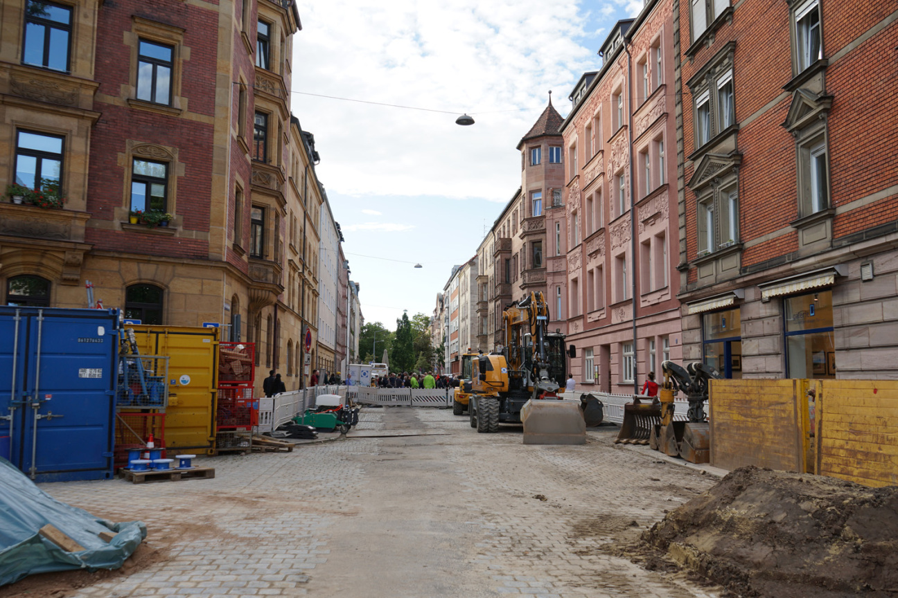 Baustelle Fahrradstraße Nordstadt, Bild © Johannes Barthel / Stadt Nürnberg