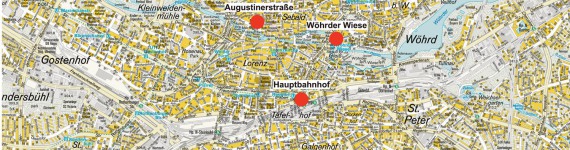 Standorte der ersten Ausbaustufe der Mobilpunkte Nürnberg