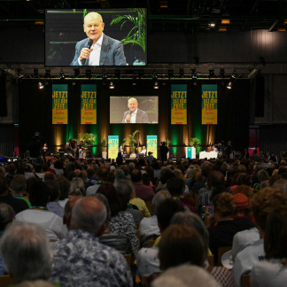 ( Bild: Christine Dierenbach / Stadt Nürnber ) Olaf Scholz auf dem Kirchentag