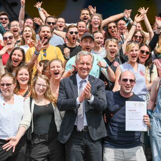Chorfest in Nürnberg - Christian Wulff und Chormitglieder