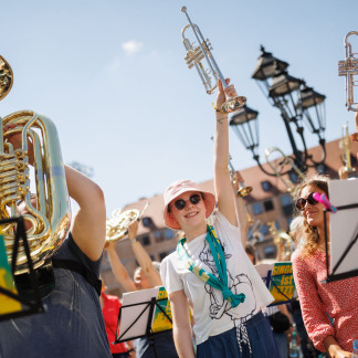 ( Bild: Peter Bongard / Peter Bongard / Deutscher Evangelischer Kirchentag ) Viel Sonnenschein und ein strahlend blauer Himmel sorgten für gute Laune.