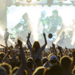 Tanzende Besucher vor der Bühne bei Rock im Park 2013