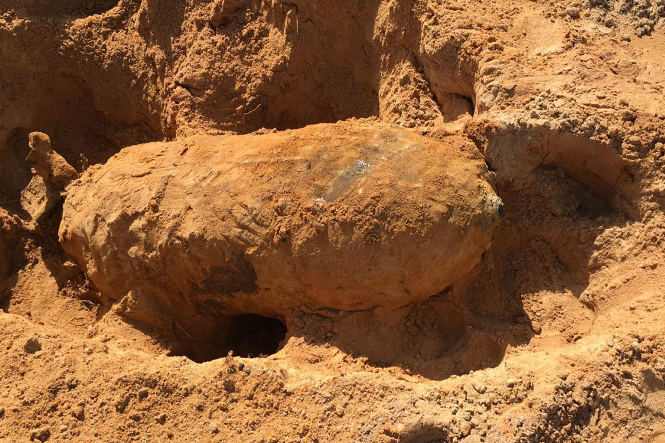 Nahaufnahme der zweiten Fliegerbombe in der Brunecker Straße, Bild © Feuerwehr Nürnberg