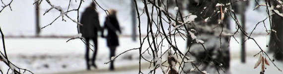 Spaziergänger im Winter.