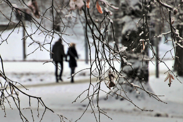 Spaziergänger im Winter.