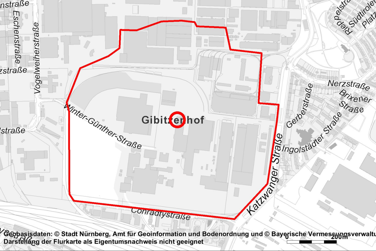 Evakuierungskarte Bombenfund 2026 in der Winter-Günther-Straße, Bild © Stadt Nürnberg