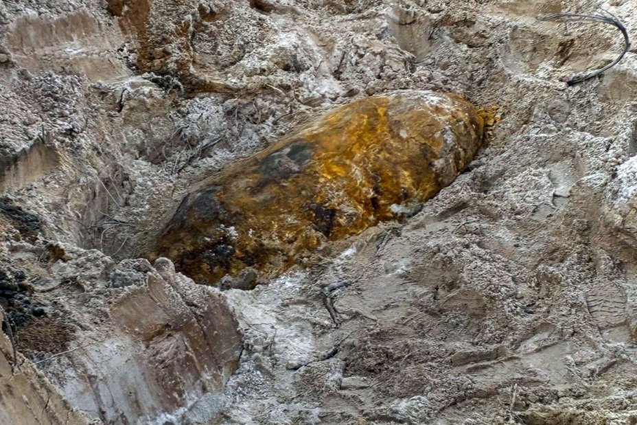 Amerikansiche Fliegerbombe aus dem Zweiten Weltkrieg, die am 9. März 2026, in Lichtenreuth gefunden wurde.