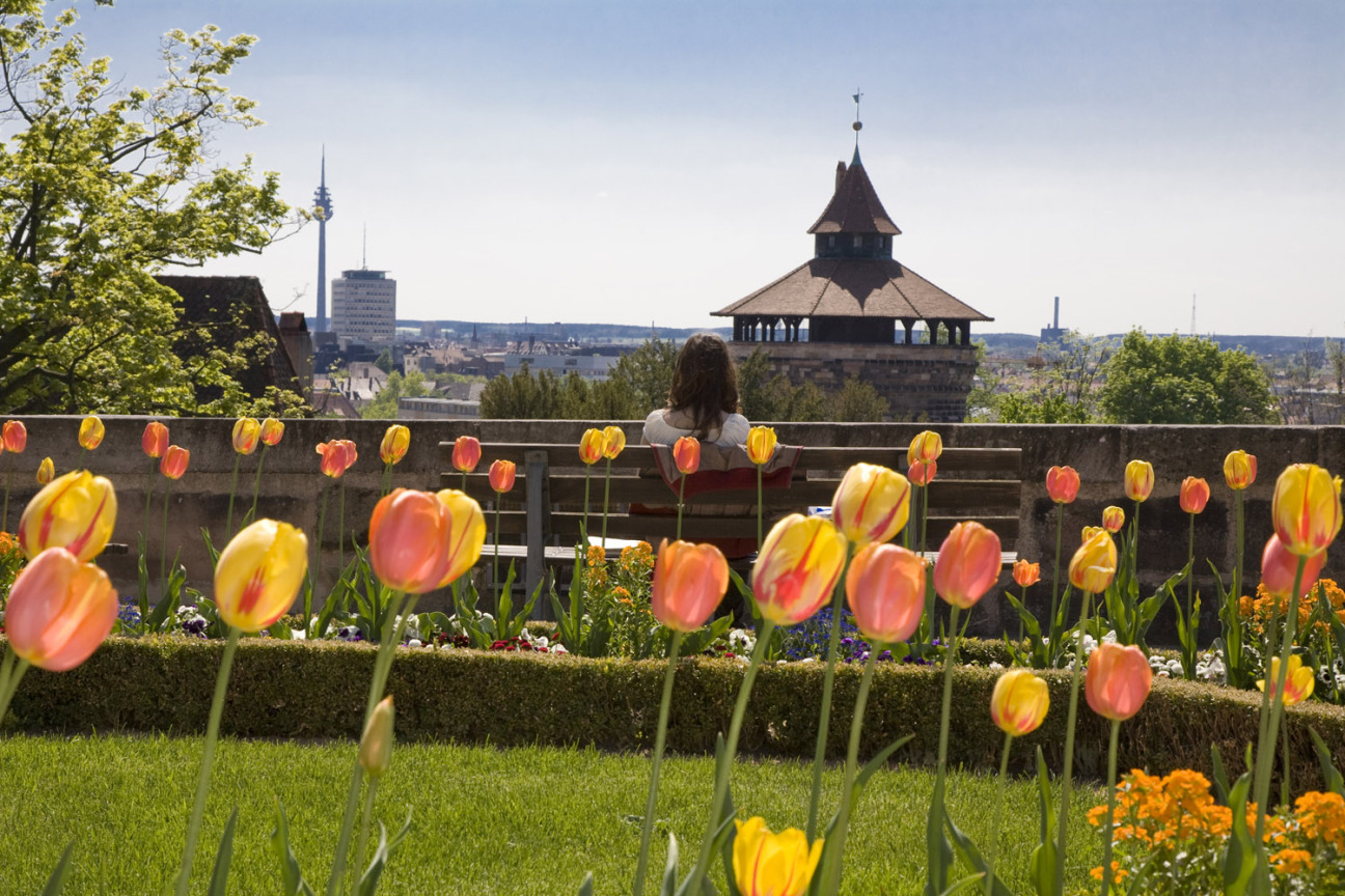 Tulpen blühen im Nürnberger Burggarten, Bild © Birgit Fuder / Stadt Nürnberg