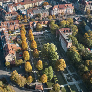 Die Hesperidengärten in St. Johannis in Nürnberg aus der Luft gesehen.