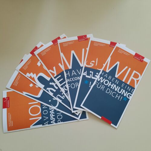 Flyer des Sozialamts der Stadt Nürnbergfür auszugsberechtige Bewohner und Bewohnerinnen in Gemeinschaftsunterkünften