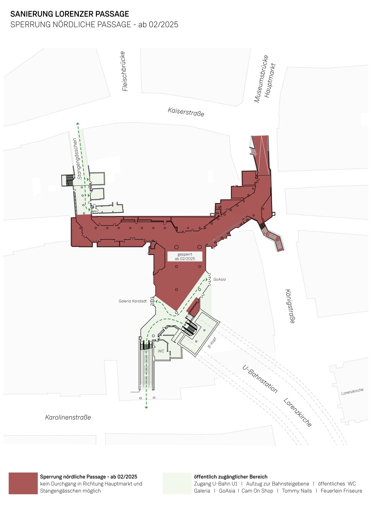 Sperrung der nördlichen Lorenzer Passage ab Februar 2025, Bild © johannsraum Architekten
